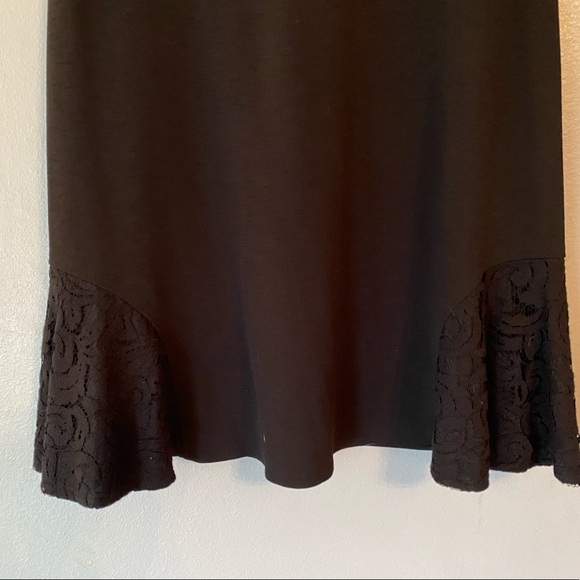 Black Dress with Floral Overlay Accents - Picture 2 of 9